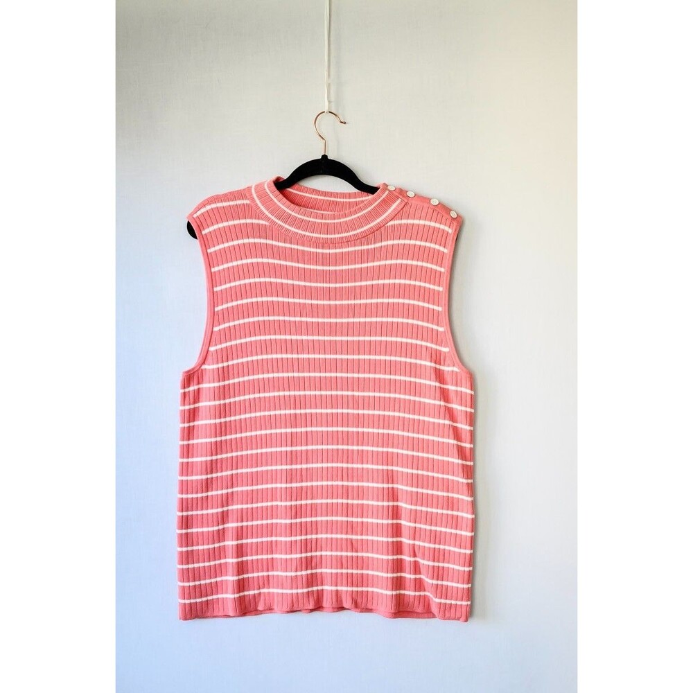 Talbots XL sweater vest pink white stripes